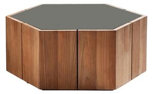 Tribu Konferenčný stolík Hexagon, Tribu, 69x31 cm, rám teak, doska glazovaný lávový kameň farba hemp