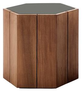 Tribu Odkladací stolík Hexagon, Tribu, 50x49 cm, rám teak, doska glazovaný lávový kameň farba linen