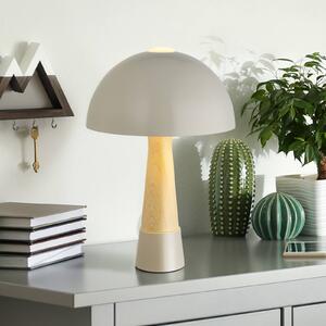 Stolová lampa Paulin, sivá matná/drevený vzhľad, kov, výška 36,5 cm, Hliník / sivá / zinok, Spálňa, kov, Škandinávsky, Stojacie svietidlo