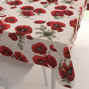 Biante Bavlnený obdĺžnikový obrus Sandra SA-586 Vlčie maky na krémovom 50x100 cm