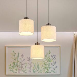LED závesné svietidlo Thea, Ø 49 cm, 3-pl., krémová/čierna matná, Krémová / jantárovo žltá, Obývacia izba / jedáleň, Textil / látka / hodváb, Škandinávsky