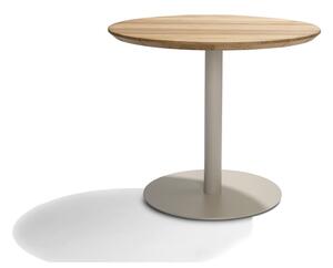 Tribu Jedálenský stôl T-Table, Tribu, okrúhly 80x76 cm, rám lakovaná nerez farba white, doska teak