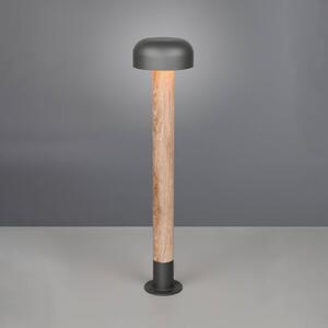 Chodníkové svetlo FRASER, drevený vzhľad, výška 85 cm, kov, IP54, Svetlé drevo, Hliník, Moderný, Osvetlenie príjazdovej cesty