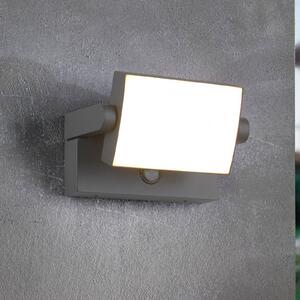 LED senzorové vonkajšie nástenné svietidlo KANSAS antracitová Šírka 20 cm IP54, Čierna, Hliník, Moderný, Nástenné svietidlo