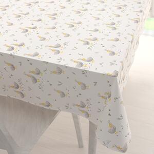 Biante Detský bavlnený obdĺžnikový obrus Sandra SA-585 Sivé husičky na bielom 50x100 cm