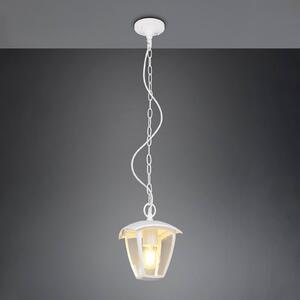 Vonkajšia závesná lampa VENTA, biela, 17 x cm, kov, IP44, Biela / opálová, Hliník, Závesné svietidlo