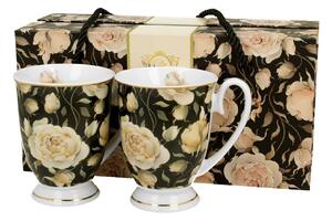 Porcelánový hrnček na nohe Royal English Roses Black 320 ml sada 2ks