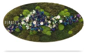Machový obraz Elipsa RASTLINY Acebo BLUE - 50 x 100 cm