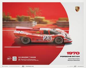 Umelecká tlač Porsche 917 KH - 1970 100th Anniversary - 24h Le Mans Poster