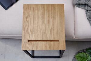 Invicta Interior - Priemyselný stolík SCANDINAVIA 43 cm divoký dub s držiakom na tablety