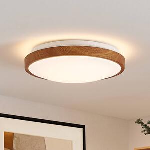 Lindby LED stropné svietidlo Mynte, Ø30cm, vzhľad dreva, plast