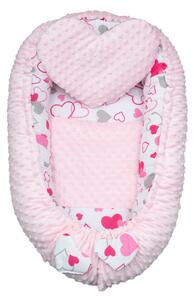 NEW BABY Luxusné MINKY hniezdočko pre bábätko ružové srdiečka SET Bavlna/Polyester 65x47 cm