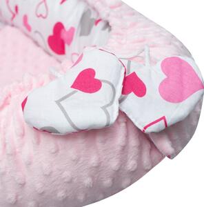 NEW BABY Luxusné MINKY hniezdočko pre bábätko ružové srdiečka SET Bavlna/Polyester 65x47 cm
