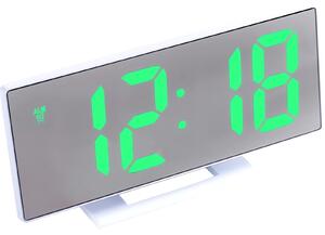 Pronett XJ3821 Multifunkčné zrkadlové hodiny s budíkom, biele so zelenými číslicami