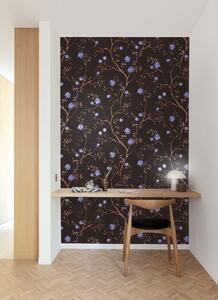 Čierna kvetinová vliesová tapeta na stenu, SUM205, Summer, Khroma by Masureel
