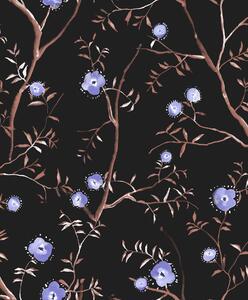 Čierna kvetinová vliesová tapeta na stenu, SUM205, Summer, Khroma by Masureel