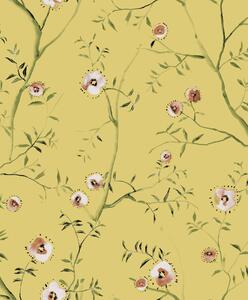 Okrová kvetinová vliesová tapeta na stenu, SUM204, Summer, Khroma by Masureel