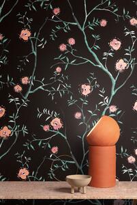 Čierna kvetinová vliesová tapeta na stenu, SUM203, Summer, Khroma by Masureel