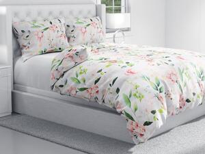 Biante Bavlnené posteľné obliečky Sandra SA-432 Vtáci medzi kvetmi Predĺžené 140x220 a 70x90 cm