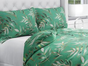Biante Bavlnené posteľné obliečky Sandra SA-435 Popínavé listy na zelenom Jednolôžko 140x200 a 70x90 cm
