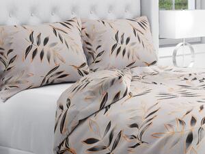 Biante Bavlnené posteľné obliečky Sandra SA-437 Popínavé listy na sivom Jednolôžko 140x200 a 70x90 cm