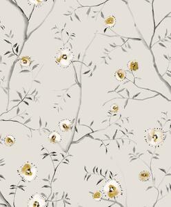 Sivá kvetinová vliesová tapeta na stenu, SUM202, Summer, Khroma by Masureel