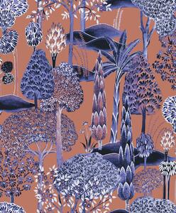 Hnedo-modrá vliesová tapeta na stenu, stromy, SUM005, Summer, Khroma by Masureel