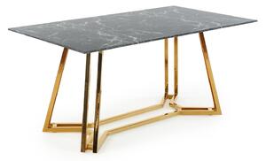 KONAMI stôl, Pracovná doska - Čierny mramor, Nohy - zlaté