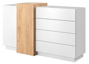Komoda Duras (2x dvere, 4x zásuvka, lamino, biela/hnedá)