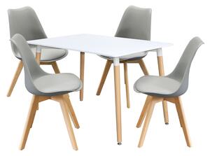 Jedálenský stôl 120x80 UNO biely + 4 stoličky QUATRO šedé