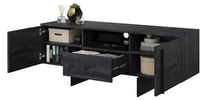 TV stolík Larena s otvorenou policou 150 cm - čierny betón / čierna