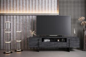 TV stolík Larena 200 cm - čierny betón / čierna