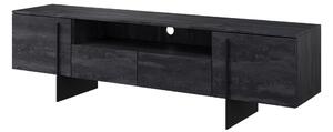 TV stolík Larena s otvorenou policou 200 cm - čierny betón / čierna