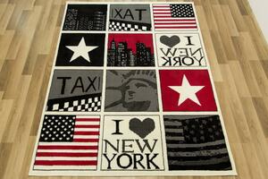 Detský koberec Kids 531944/51935 USA New York červený