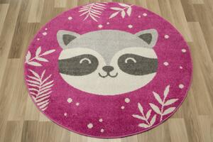 Detský koberec EMILY KIDS 5863A zvieratko Mýval, ružový / sivý