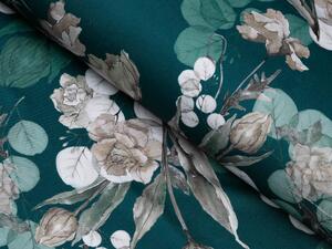 Biante Teflónový behúň na stôl TF-058 Kvety s eukalyptom na tmavo zelenom 20x120 cm