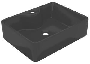 Keramické umývadlo do kúpeľne s otvorom na batériu, čierne, štvorcové