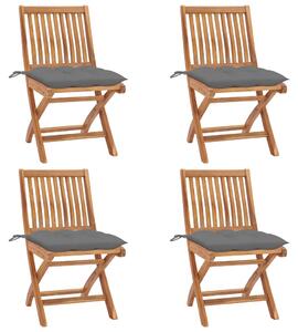 Skladacie záhradné stoličky s podložkami 4 ks tíkový masív