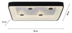 Stropné LED svetlo Vertigo, CCT, 90x60 cm, čierna