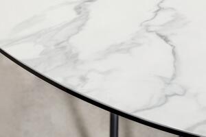 Jedálenský stôl Kruhový 120cm biely mramor keramický