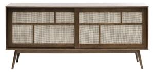 Tmavohnedá nízka komoda v dekore duba s posuvnými dverami 180x80 cm Barrali – Unique Furniture