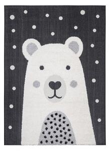 Detský koberec KAYRA POLAR medvedík, sivý / biely