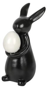 Čierny keramický zajačik Kalle, 18 cm (L)