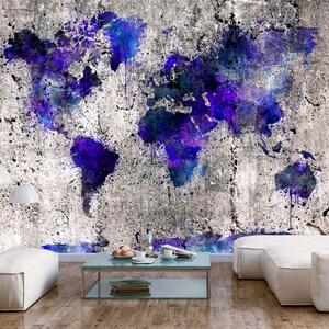 Fototapeta mapa sveta v modrej farbe - World Map: Ink Blots