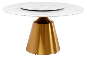 Lucia jedálenský stôl bielo-zlatý Ø135 cm
