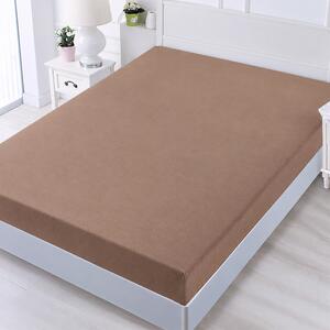 Bavlnené prestieradlo na postel 180x200+25 cm bledohnedé (Prestieradlo na matrac 180x200cm s výškou 25cm)