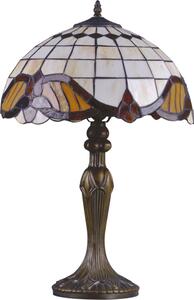 KEJO Vitrážová sklenená stolná lampa WITRAŻ, 1xE27, 60W, 30cm, guľatá, žltá