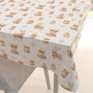 Biante Bavlnený obdĺžnikový obrus Sandra SA-797 Zlato-sivé vianočné ozdoby na bielom 50x100 cm