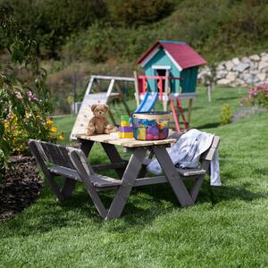 KONDELA Detské záhradné sedenie, drevo, sivá/prírodná, ABALO