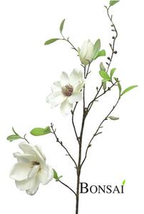 Umelá vetva bielej magnólie 90 cm – elegantná dekorácia - Biela